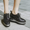 Kickway Women height increasing shoes women flexible shoe sequin shoes high heels lace up round toe rome gladiator shoes women