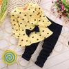 Baby Girl 2PCS Cloth Set Clothing Set T shirt + Pants Heart-shaped Print Bow Cute Children Cloth Suit Top