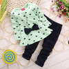 Baby Girl 2PCS Cloth Set Clothing Set T shirt + Pants Heart-shaped Print Bow Cute Children Cloth Suit Top
