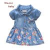 Baby Dress Girls Denim Summer Vestido Infantil Cotton Bow Clothing Flower Print Baby Dresses For Girls Fashion Children's Dress
