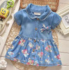 Baby Dress Girls Denim Summer Vestido Infantil Cotton Bow Clothing Flower Print Baby Dresses For Girls Fashion Children's Dress
