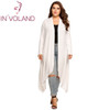 IN'VOLAND Women Cardigan Jacket Plus Size Autumn Open Front Solid Draped Lady Large Long Large Sweater Big Oversized L-5XL