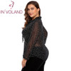IN'VOLAND Plus Size M-3XL Women Chiffon Blouse Blusas Tops Autumn Spring V-Neck Long Sleeve Dot Floral Tie Shirt Female Pullover