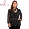 IN'VOLAND Plus Size M-3XL Women Chiffon Blouse Blusas Tops Autumn Spring V-Neck Long Sleeve Dot Floral Tie Shirt Female Pullover