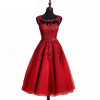 In Stock Short Prom Dresses Original Real Photo Vestido A-line Sleeveless Lace Applique Beading Banquet Party Gown Evening Dress