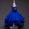 In Stock Royal Blue High Low Flower Girl Dresses 3-16Y First Holy Communion Dresses for Girls Tulle Beautiful vestido daminha