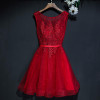In Stock Real Photo Evening Dress A-line Sleeveless Lace Applique Banquet Party Gown Bandage Evening Gown Illusion Prom Vestidos
