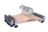 JS HANGER Sturdy Natural Finish Wood Pant Skirt Hangers with 2-Adjustable Clips, 10-Pack