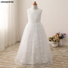 In Stock High Quality Embroidery Flower Girl Dresses 2-12Y White Long First Holy Communion Dresses for Girls vestido daminha
