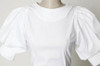 Puff Short Lantern Sleeve Blouse New Fashion Women Retro Back Buttons O-Neck Tops Female Vintage Cotton White Shirt