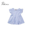pudcoco summer pullover fashion striped new Cute Newborn Baby Kid Girl Striped Dress Ruffled Short Sleeve Infant 0-24M