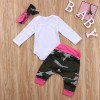 Pudcoco Newborn Kid Baby Girl Camouflage Clothes Jumpsuit Romper Bodysuit Pants Headband 3PCS Outfits Children Clothing Set