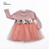 Pudcoco Cute Kids Baby Girls Outfits Long Sleeve Floral Princess Dress Pageant Casual Fashion Baby Girls Tulle Dress
