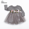 Pudcoco Cute Kids Baby Girls Outfits Long Sleeve Floral Princess Dress Pageant Casual Fashion Baby Girls Tulle Dress