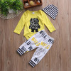 Pudcoco Bran Newborn Clothes Infant Kids Boy Girl Long Sleeve Cotton Romper Tops Long Pant Hat Outfit Toddler Kids Clothing Set