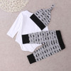 Baby Boy Clothes Little Man Romper Long Pants Legging Playsuit Outfit Set 3pcs Newborn Infant Baby Boys Tops Letter