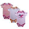 Baby Bodysuits Clothes 3ps/lot Summer Cartoon 100% Cotton Newborn Boy Girl Short Sleeves Body Infant Jumpsuit Clothing Set B-01