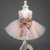 Baby &amp; Young Girls Kids Wedding Flower Girl Dress Princess Party Pageant Formal Dress Back Bow Sleeveless Lace Tulle Dress 0-10Y