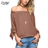 Autumn Off Shoulder Women Blouses Slash Neck 2016 Tops Plus Size Casual Cotton Chic Elegant Lady Shirts Elia Cher Brand Blusas