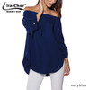 Autumn Off Shoulder Women Blouses Slash Neck 2016 Tops Plus Size Casual Cotton Chic Elegant Lady Shirts Elia Cher Brand Blusas