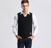 Autumn men plaid wool sweater vest casual v-neck sleeveless cashmere sweater