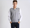 Autumn men plaid wool sweater vest casual v-neck sleeveless cashmere sweater