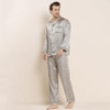 Autumn Men Brand Silk Sleepwear Long-sleeve Pajama Set 100% Silk Sleepwear Male Luxury Men Pajamas Sets Free Shipping