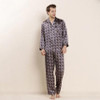 Autumn Men Brand Silk Sleepwear Long-sleeve Pajama Set 100% Silk Sleepwear Male Luxury Men Pajamas Sets Free Shipping