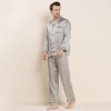 Autumn Men Brand Silk Sleepwear Long-sleeve Pajama Set 100% Silk Sleepwear Male Luxury Men Pajamas Sets Free Shipping
