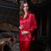 Autumn Men and Women lovers Silk Pajamas Sleepwears Long-sleeve 5A 100% Mulberry Silk Pajama Sets Free Shipping