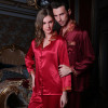 Autumn Men and Women lovers Silk Pajamas Sleepwears Long-sleeve 5A 100% Mulberry Silk Pajama Sets Free Shipping