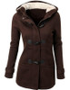 Autumn Hooded Horn Button Coat Women Winter Parkas Grey Outwear 2016 New Fashion Long Women Overcoat S-XL