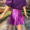 Punk Style Summer Women Harajuku Skirt Purple/Silver Holographic Hologram Metallic High Waist Pleated Mini Skirt Female Skirts
