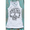 Punk Style Women Tops Summer Sexy Sleeveless Skull Printed 2017 Fashion Casual Hollow Out Female Shirt LJ8813Y