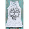 Punk Style Women Tops Summer Sexy Sleeveless Skull Printed 2017 Fashion Casual Hollow Out Female Shirt LJ8813Y