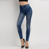 Punk Close-fitting Sexy Women Leggings Girl Imitation Stretch Skinny Jeans Leggings Pencil Pants Tights Pencil Pants Hole Jeans