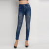 Punk Close-fitting Sexy Women Leggings Girl Imitation Stretch Skinny Jeans Leggings Pencil Pants Tights Pencil Pants Hole Jeans