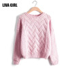 Pull Femme 2016 Autumn Winter Women Sweaters And Pullovers Plaid Thick Knitting Mohair Sweater Female Loose Variegated B77