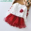Spring Baby Girls Long Sleeve Bow Lace Flower Patchwork Mesh Tutu Princess Party Dress Kids Two Pieces Dresses vestido infantil