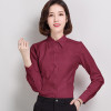 Spring Autumn Women's Shirts Long Sleeve Casual Chiffon Blouse Female V-Neck Work Wear Solid Color White Office Shirts For Women