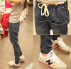 Spring Autumn Women's Jeans Long  Herem Vintage Fashion Demin Pants Drawstring Trousers Size 26-33