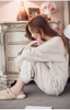 Spring Autumn Women's Cotton Print Letter Pink Long Sleeve Pajamas Sets Warm Ladies Sleepwear Home Clothing
