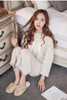 Spring Autumn Women's Cotton Print Letter Pink Long Sleeve Pajamas Sets Warm Ladies Sleepwear Home Clothing