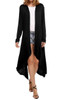 Spring Autumn Women Solid Open Stitch Asymmetric Length Knitted Long Trench Thin Cardigan AWC0007