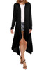 Spring Autumn Women Solid Open Stitch Asymmetric Length Knitted Long Trench Thin Cardigan AWC0007