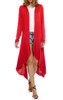 Spring Autumn Women Solid Open Stitch Asymmetric Length Knitted Long Trench Thin Cardigan AWC0007