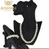 ASHIQI 100% Freshwater pearl Necklace /bracelet /stud Earring Jewelry Sets For Women