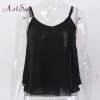 ArtSu Women Sexy Tank Tops Sleeveless Bodycon Temperament Blouse Vest Loose Chiffon Top Vest Casual Camis Women Tanks LDVE60008
