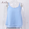 ArtSu Women Sexy Tank Tops Sleeveless Bodycon Temperament Blouse Vest Loose Chiffon Top Vest Casual Camis Women Tanks LDVE60008