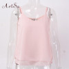 ArtSu Women Sexy Tank Tops Sleeveless Bodycon Temperament Blouse Vest Loose Chiffon Top Vest Casual Camis Women Tanks LDVE60008